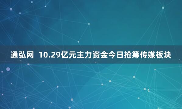 通弘网  10.29亿元主力资金今日抢筹传媒板块